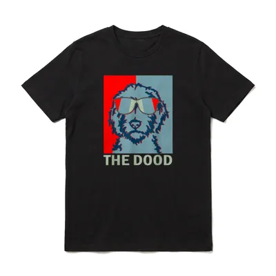 Funny The Dood Goldendoodle T-Shirt – Goldendoodle mit Sonnenbrille, Schriftzug THE DOOD – Klassisches T-Shirt in Schwarz