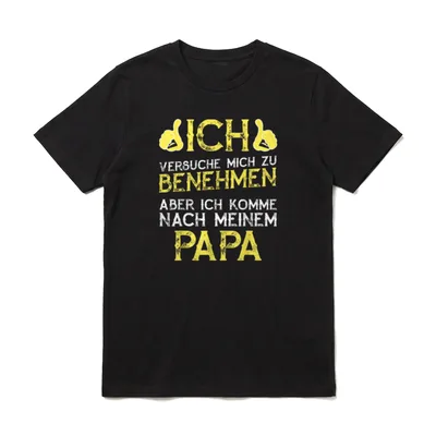 Ich versuche mich T-Shirt – Schriftzug zum Papa-Spruch mit zwei Daumen-hoch-Händen – Klassisches T-Shirt in Schwarz