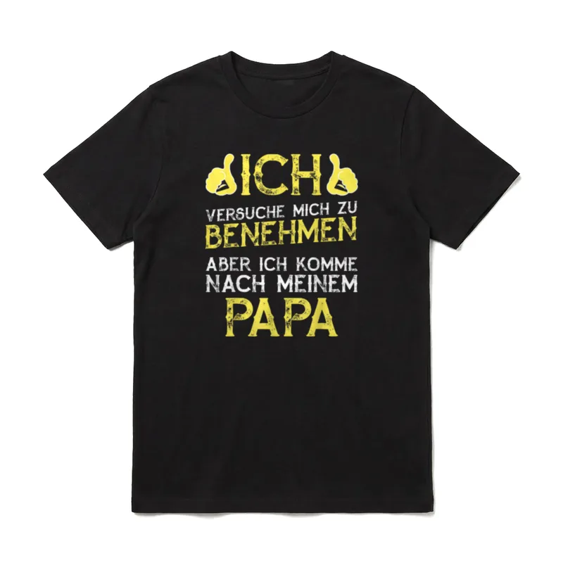 Ich versuche mich T-Shirt – Schriftzug zum Papa-Spruch mit zwei Daumen-hoch-Händen – Klassisches T-Shirt in Schwarz