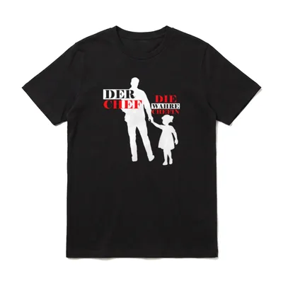 Der Chef Die Wahre T-Shirt – Vater und Tochter Silhouette mit Text Der Chef Die Wahre Chefin – Klassisches T-Shirt in Schwarz