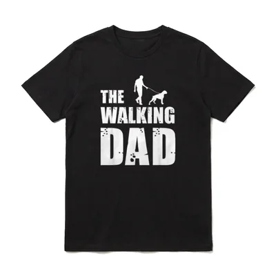 The Walking Dad Boxer T-Shirt – Weißer Druck Mann mit Boxer und Text THE WALKING DAD – Klassisches T-Shirt in Schwarz