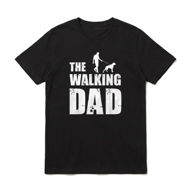 The Walking Dad Boxer T-Shirt – Weißer Druck Mann mit Boxer und Text THE WALKING DAD – Klassisches T-Shirt in Schwarz