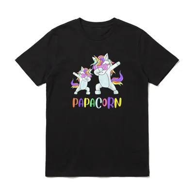 Papa Einhorn Dabbing Papacorn T-Shirt – Klassisches T-Shirt in Schwarz