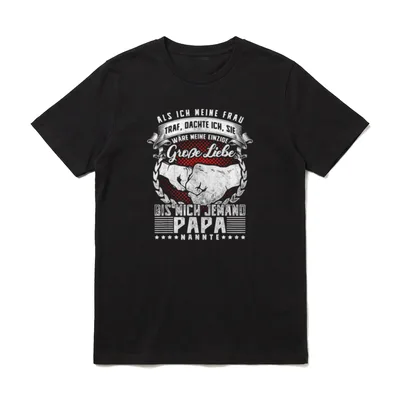 Große Liebe und jemand T-Shirt – Papa Spruch mit Elefanten und rotem Punkthintergrund – Klassisches T-Shirt in Schwarz