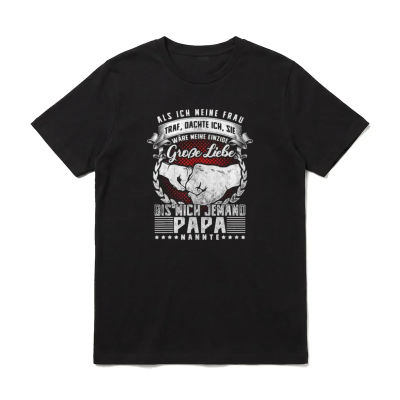Große Liebe und jemand T-Shirt – Papa Spruch mit Elefanten und rotem Punkthintergrund – Klassisches T-Shirt in Schwarz