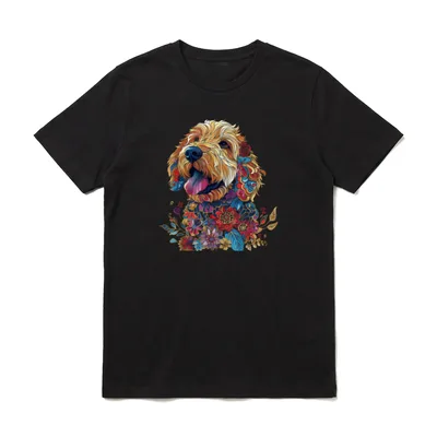 Goldendoodle Hund Vintage Blumen T-Shirt – Klassisches T-Shirt in Schwarz