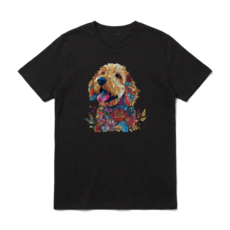Goldendoodle Hund Vintage Blumen T-Shirt – Klassisches T-Shirt in Schwarz