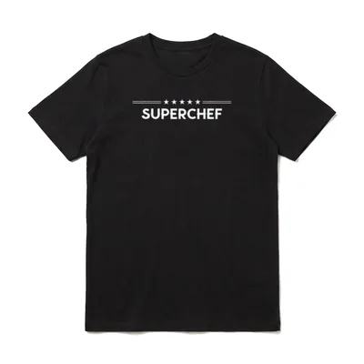 T-Shirt bester Chef – SUPERCHEF Schriftzug mit fünf Sternen und Linien – Klassisches T-Shirt in Schwarz
