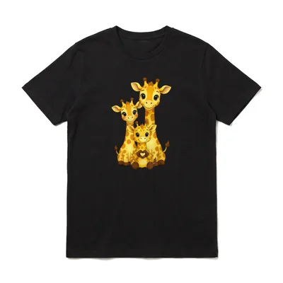 Giraffe mit Herz T-Shirt – Klassisches T-Shirt in Schwarz
