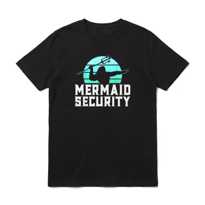 Mermaid Security Mens Boys T-Shirt – Klassisches T-Shirt in Schwarz