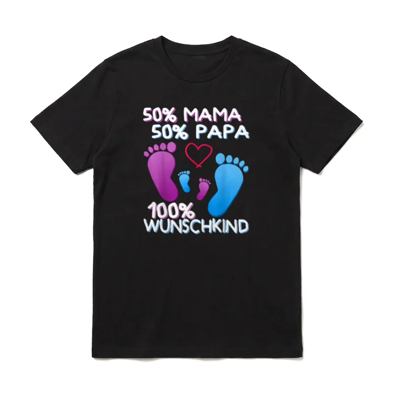 Mama Papa Babyfüße Wunschkind T-Shirt – Klassisches T-Shirt in Schwarz