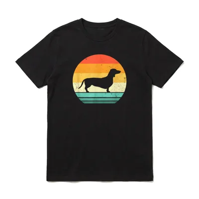 Retro Dachshund Women Men T-Shirt – Klassisches T-Shirt in Schwarz