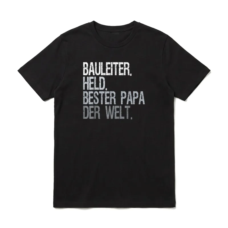 Bauleiter Papa T-Shirt – Schriftzug „Bauleiter. Held. Bester Papa der Welt.“ – Klassisches T-Shirt in Schwarz