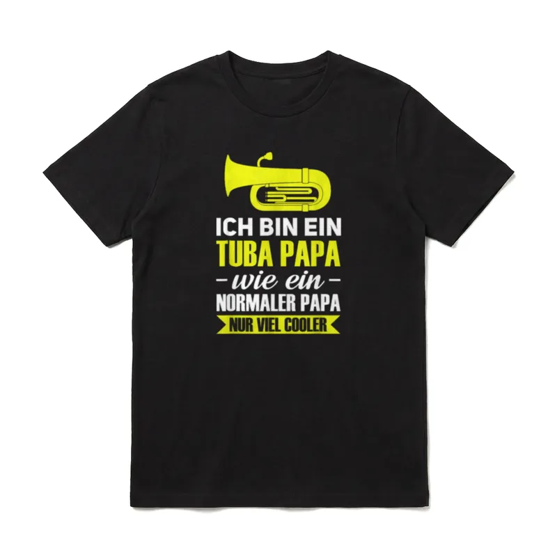 Ich bin ein Tuba T-Shirt – Gelbe Tuba Grafik mit Text Ich bin ein Tuba Papa nur viel cooler – Klassisches T-Shirt in Schwarz