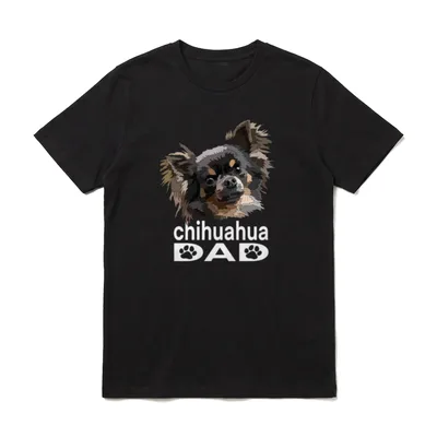 Chihuahua Langhaariger Papa Lustiger T-Shirt – Klassisches T-Shirt in Schwarz