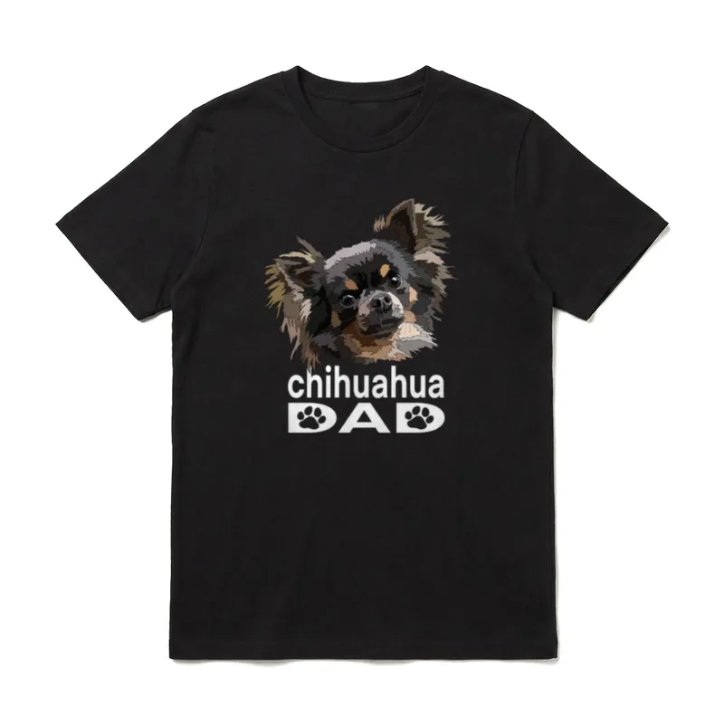 Chihuahua Langhaariger Papa Lustiger T-Shirt – Klassisches T-Shirt in Schwarz