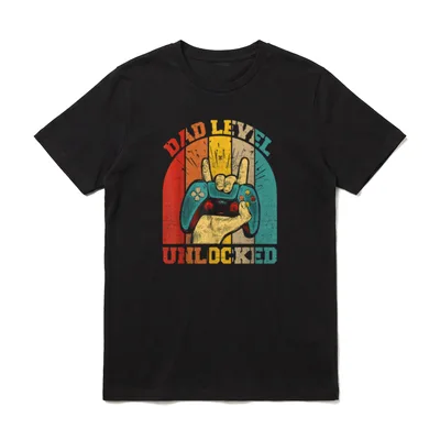 Vintage Dad Level Unlocked T-Shirt – Klassisches T-Shirt in Schwarz