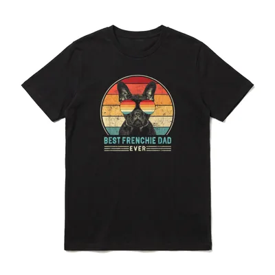 Best Frenchie Dad Ever Retro T-Shirt – Klassisches T-Shirt in Schwarz