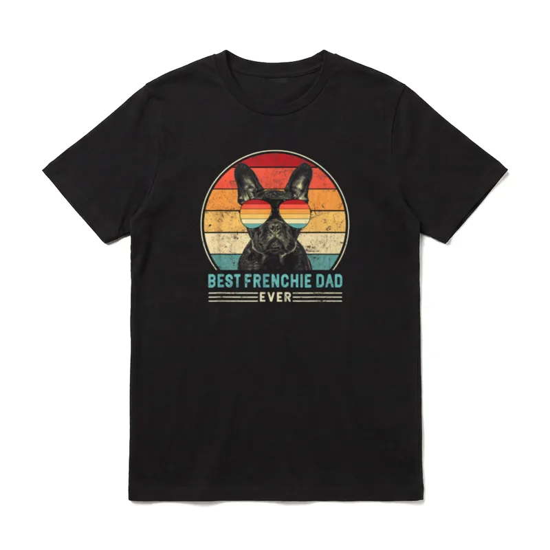 Best Frenchie Dad Ever Retro T-Shirt – Klassisches T-Shirt in Schwarz