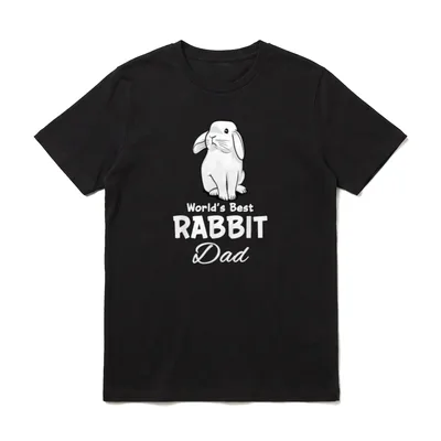 Rabbit Dad Hase Papa T-Shirt – Weißes Kaninchen, Schriftzug „World's Best RABBIT Dad“ – Klassisches T-Shirt in Schwarz