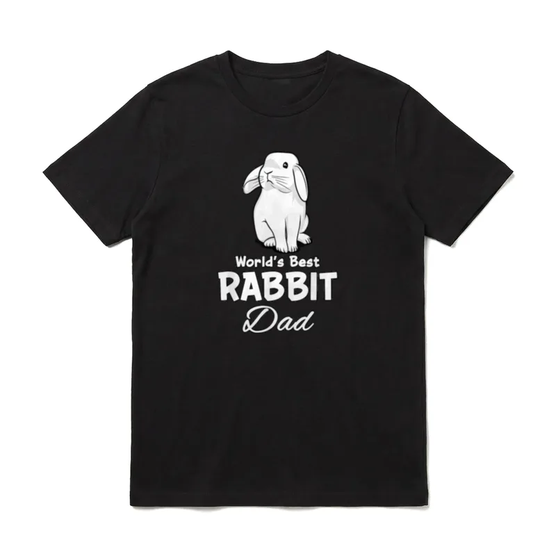 Rabbit Dad Hase Papa T-Shirt – Weißes Kaninchen, Schriftzug „World's Best RABBIT Dad“ – Klassisches T-Shirt in Schwarz