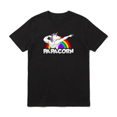 Papacorn Regenbogen EInhorn Vater T-Shirt – Klassisches T-Shirt in Schwarz