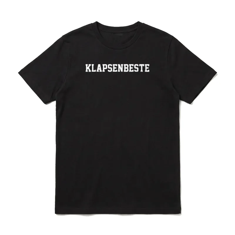 Klapsenbeste Klapsen Beste Frau T-Shirt – Schriftzug KLAPSENBESTE in weißen Blockbuchstaben – Klassisches T-Shirt in Schwarz