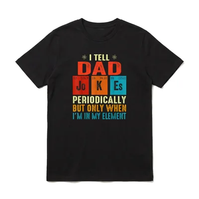 I Tell Dad jokes T-Shirt – Chemie-Witz auf Periodensystem-Basis mit Vintage-Schrift – Klassisches T-Shirt in Schwarz