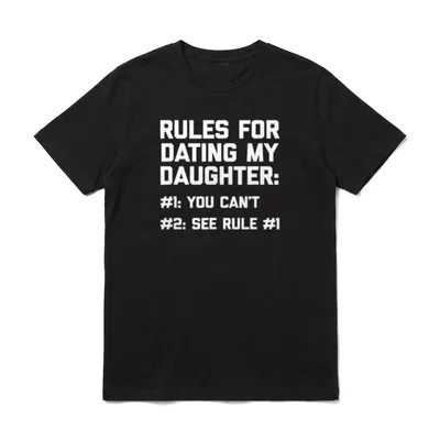 Funny Dad Rules For T-Shirt – White text Rules for dating my daughter – Klassisches T-Shirt in Schwarz