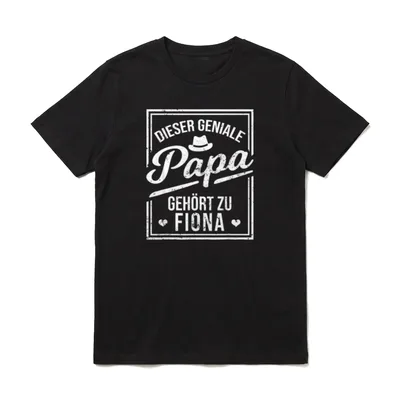 Dieser geniale Papa gehört T-Shirt – Schriftzug: Dieser geniale Papa gehört zu Fiona – Klassisches T-Shirt in Schwarz