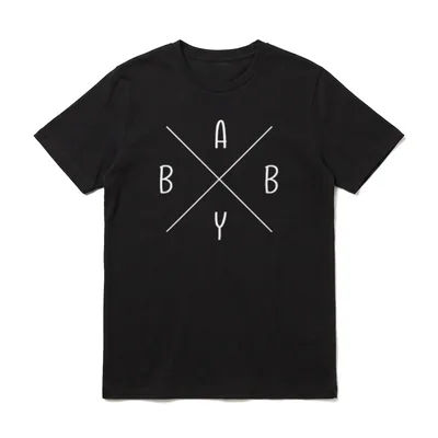 BABY Mutter Vater Kind T-Shirt – Weißes BABY um ein X geformt – Klassisches T-Shirt in Schwarz
