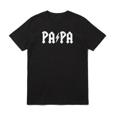 Hard Rock Dad Papa T-Shirt – PAPA Schriftzug mit Blitz als zweites A in weißer Gothic-Optik – Klassisches T-Shirt in Schwarz