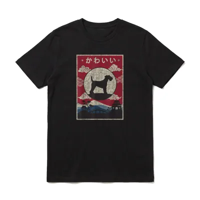 Welsh Terrier Japanisches Design T-Shirt – Klassisches T-Shirt in Schwarz