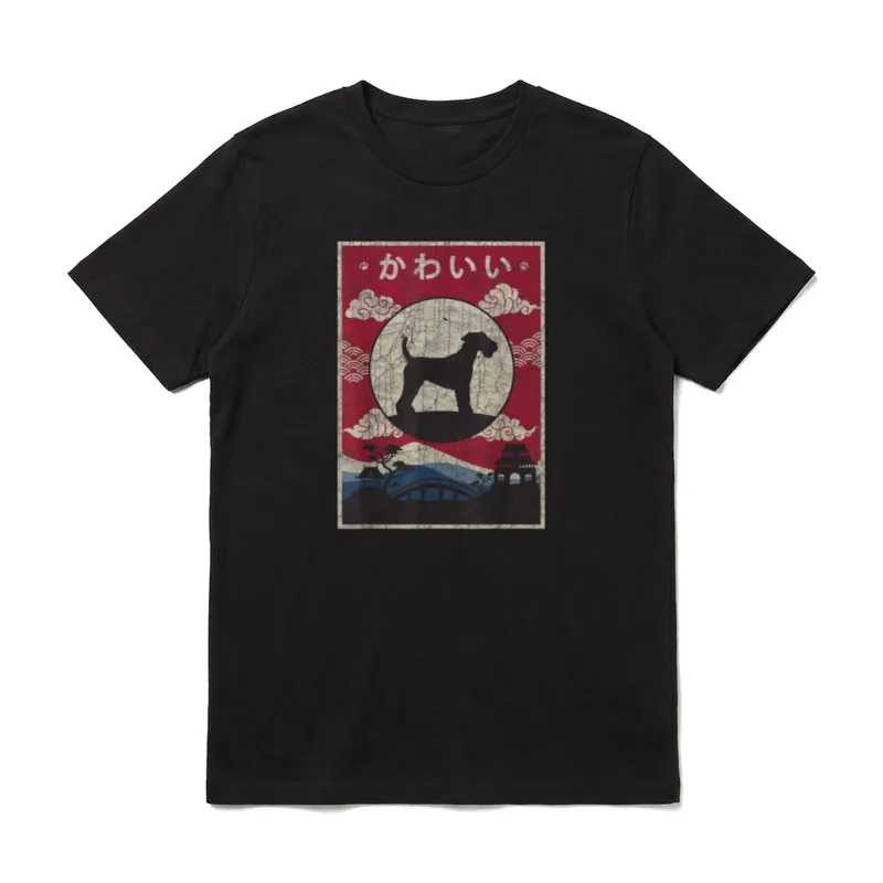 Welsh Terrier Japanisches Design T-Shirt – Klassisches T-Shirt in Schwarz
