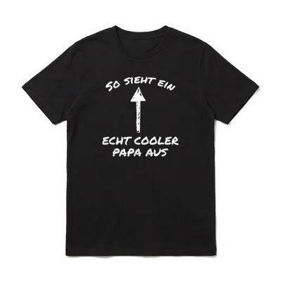 So sieht ein echtes T-Shirt – Weißer Schriftzug mit nach oben zeigendem Pfeil – Klassisches T-Shirt in Schwarz