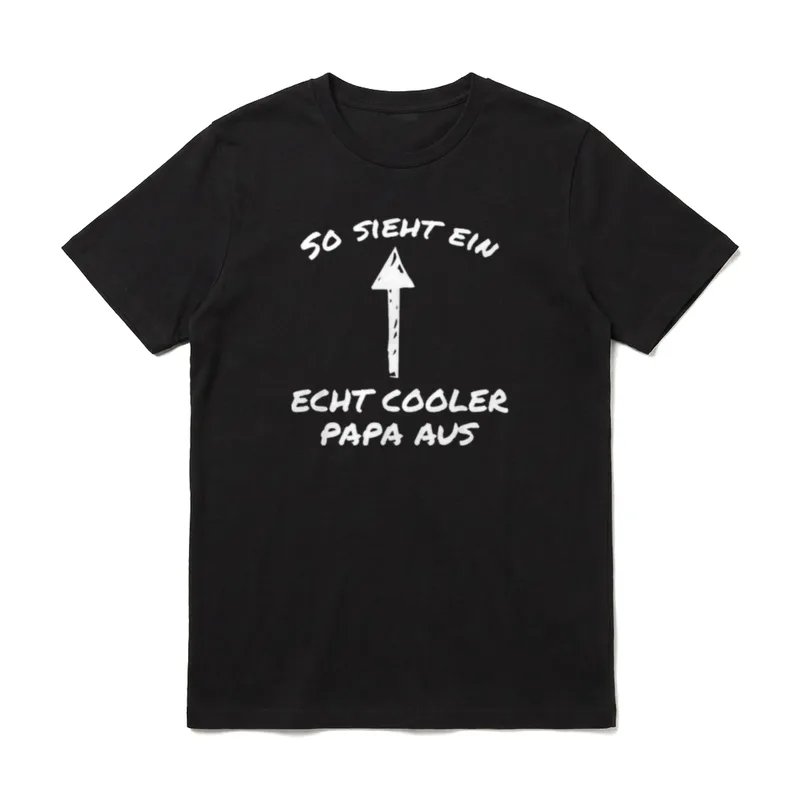 So sieht ein echtes T-Shirt – Weißer Schriftzug mit nach oben zeigendem Pfeil – Klassisches T-Shirt in Schwarz