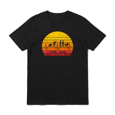 Papa Evolution Puls EKG T-Shirt – Klassisches T-Shirt in Schwarz
