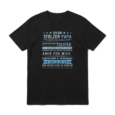 Shirt Vater Tochter – Spruch: Ich bin stolzer Papa einer fantastischen Tochter – Klassisches T-Shirt in Schwarz