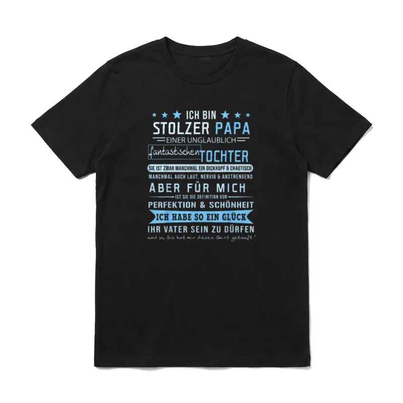 Shirt Vater Tochter – Spruch: Ich bin stolzer Papa einer fantastischen Tochter – Klassisches T-Shirt in Schwarz