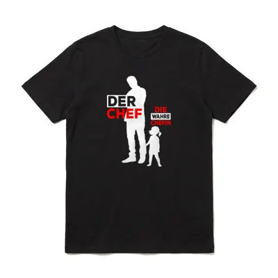 T-Shirt Vatertag Tochter – Vater und Tochter Silhouette mit Text Der Chef Die Wahre Chefin – Klassisches T-Shirt in Schwarz