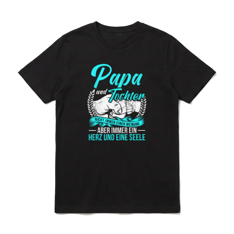 Vatertag T-Shirt Partnerlook – Papa und Tochter Fingerschnippchen Motiv mit Spruch – Klassisches T-Shirt in Schwarz