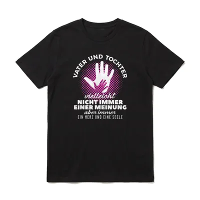 Vater und Tochter immer T-Shirt – Vater und Tochter Handsilhouetten Spruch auf rosa Punkten – Klassisches T-Shirt in Schwarz