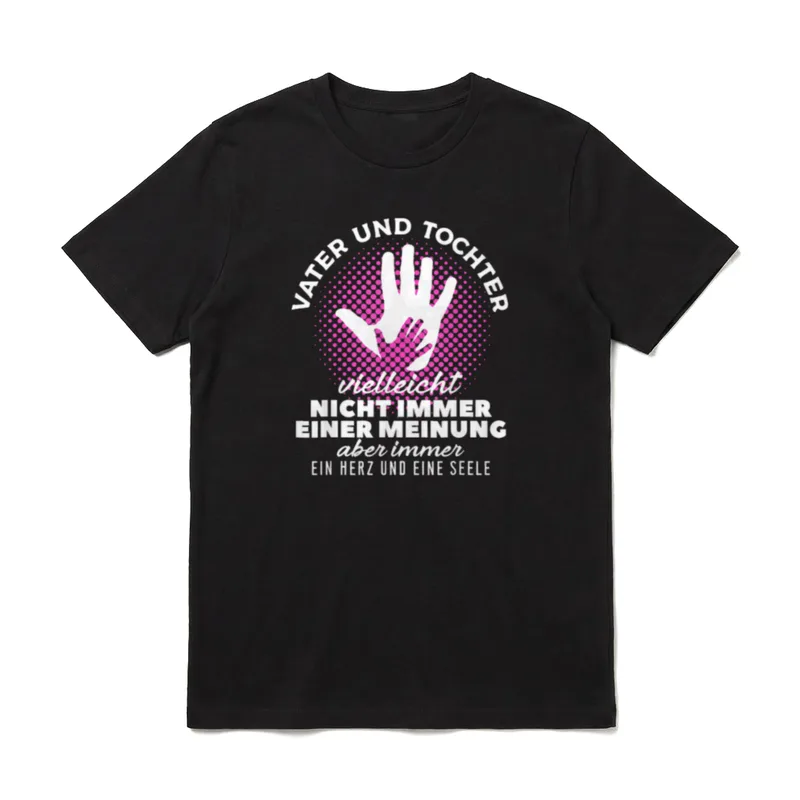 Vater und Tochter immer T-Shirt – Vater und Tochter Handsilhouetten Spruch auf rosa Punkten – Klassisches T-Shirt in Schwarz