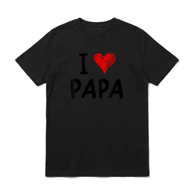 I Love Papa Vater T-Shirt – Rotes Herz und schwarze Schrift I PAPA – Klassisches T-Shirt in Schwarz