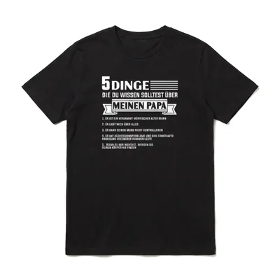 Papa Lustig Vater Sohn T-Shirt – Textmotiv 5 Dinge über meinen Papa mit Schutzversprechen – Klassisches T-Shirt in Schwarz