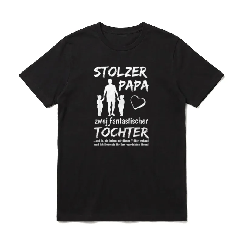 Stolzer Papa zwei Töchter T-Shirt – Klassisches T-Shirt in Schwarz