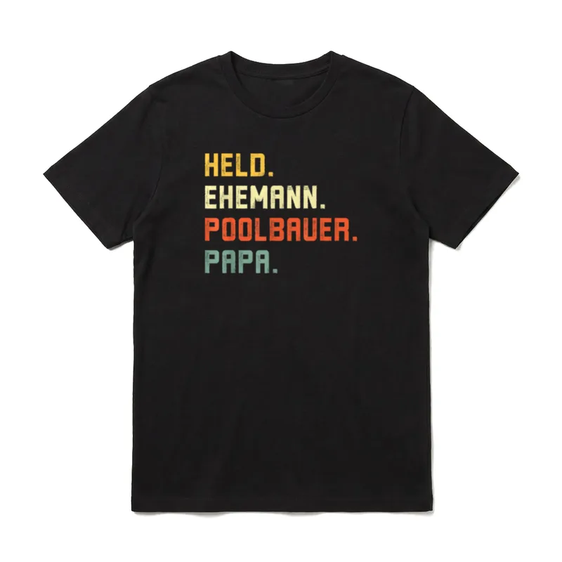 Held Ehemann Poolbauer Papa T-Shirt – Klassisches T-Shirt in Schwarz