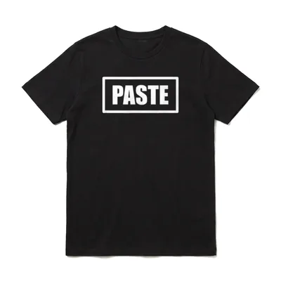 Partnerlook Mutter Tochter T-Shirt – Weißer PASTE Button Aufdruck – Klassisches T-Shirt in Schwarz