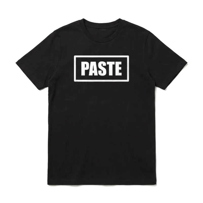 Partnerlook Mutter Tochter T-Shirt – Weißer PASTE Button Aufdruck – Klassisches T-Shirt in Schwarz