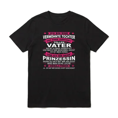 Papa und Tochter Stolzer T-Shirt – Spruch über verwöhnte Tochter und tollen Vater in Pink – Klassisches T-Shirt in Schwarz